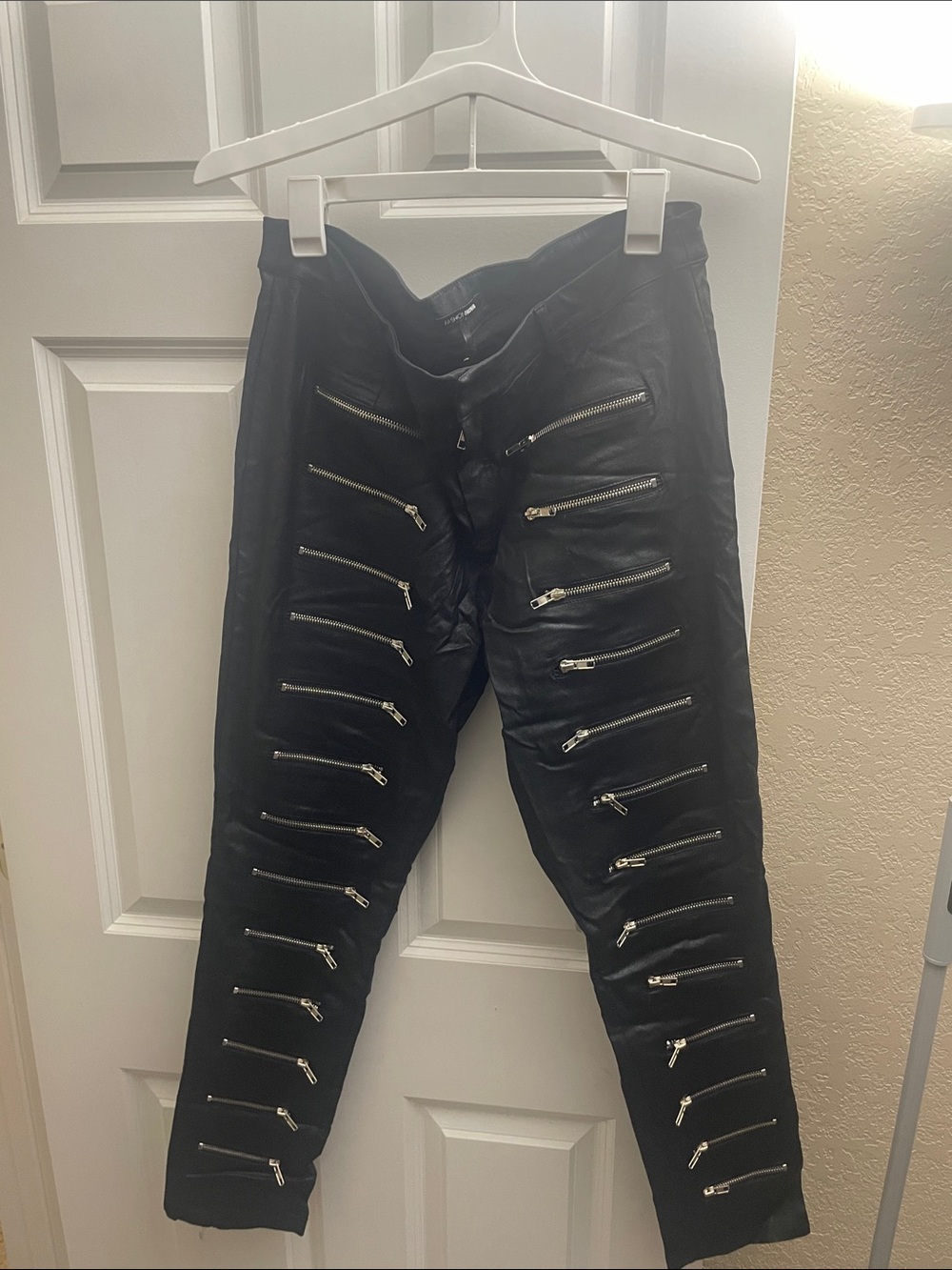 Fashion Nova Black Faux Leather Zip-Accent Pants